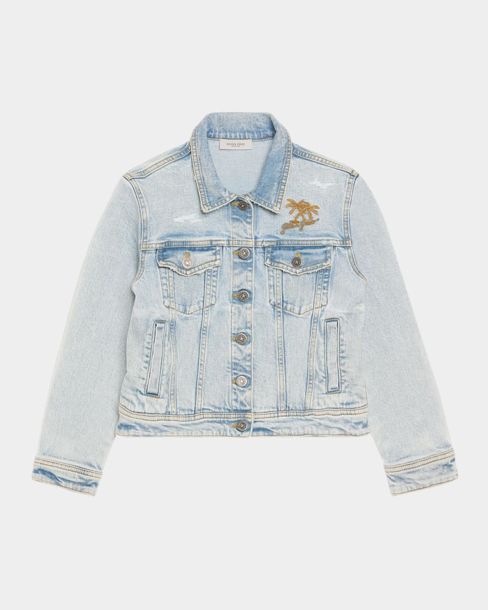 Kid's Journey Bleached Denim Jacket with Embroidery, Size 4-12